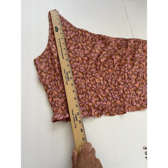 NORDSTROM Floral Crop Top SIZE 1X bohemian One-Shoulder smoke Tan Purple NWT - Picture 11 of 11